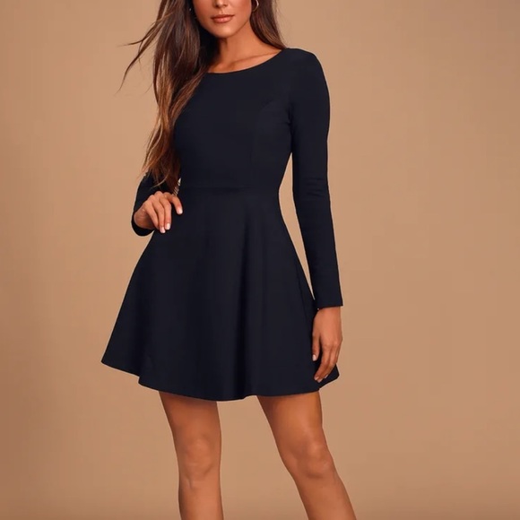 Lulus Elegant Black Long Sleeve Dress - Picture 1 of 11